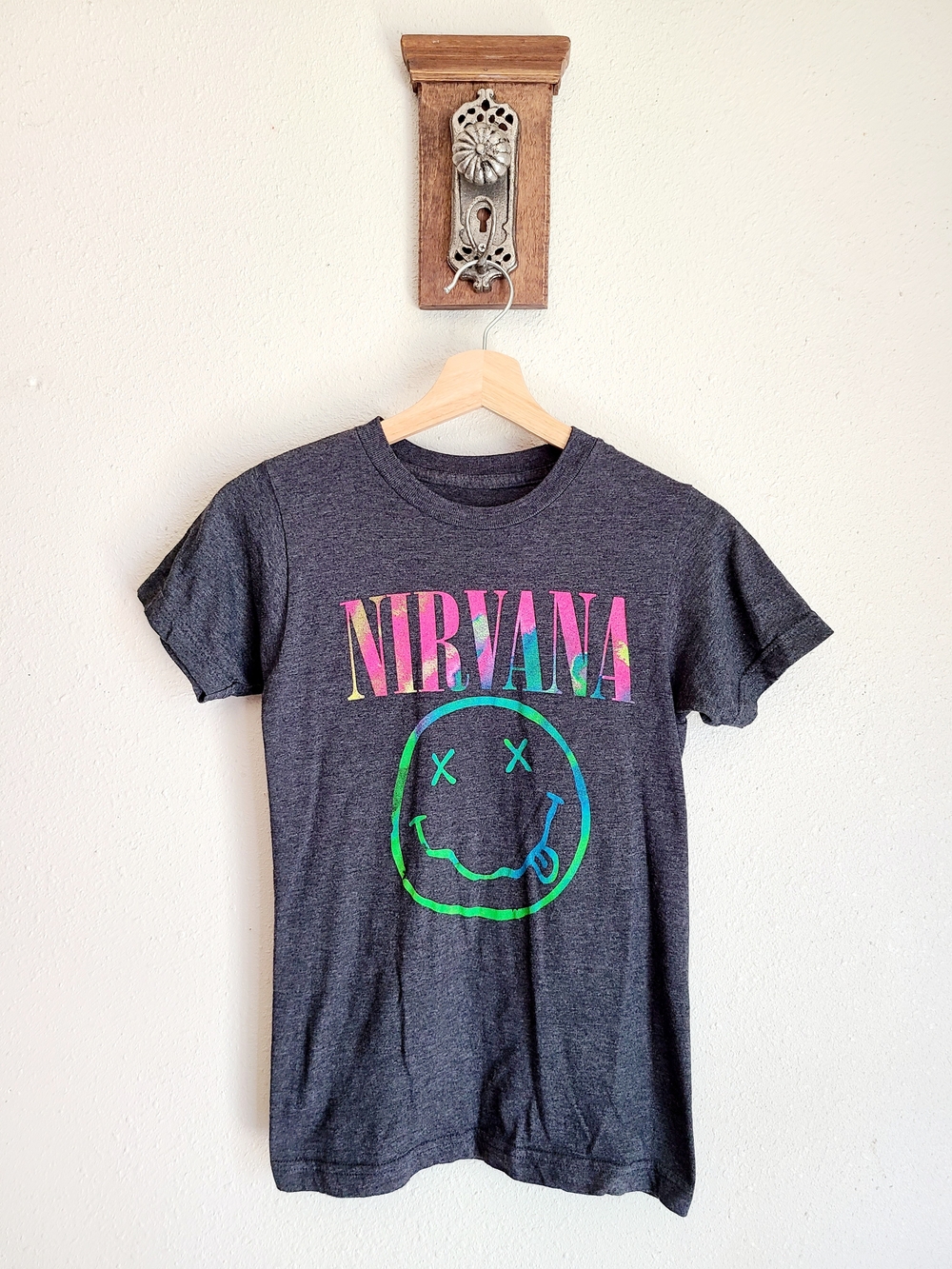 Nirvana Kids' Charcoal Graphic Tee with Neon Logo